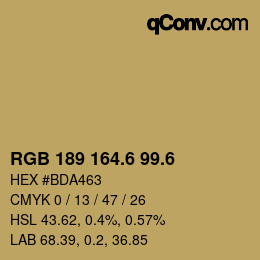 カラーコード: RGB 189 164.6 99.6 | qconv.com