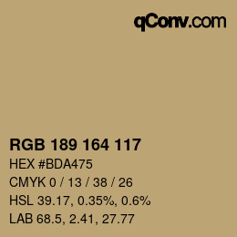 Código de color: RGB 189 164 117 | qconv.com