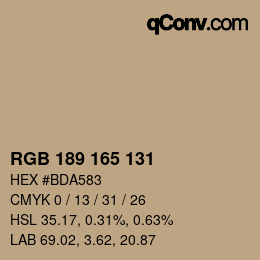 カラーコード: RGB 189 165 131 | qconv.com