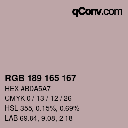 カラーコード: RGB 189 165 167 | qconv.com