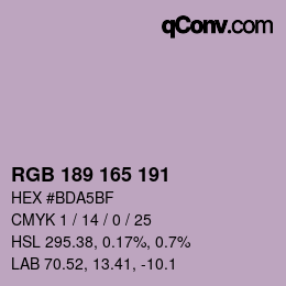 Color code: RGB 189 165 191 | qconv.com