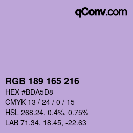 Código de color: RGB 189 165 216 | qconv.com