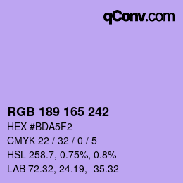 Color code: RGB 189 165 242 | qconv.com