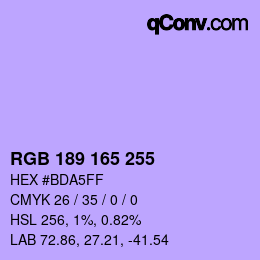 カラーコード: RGB 189 165 255 | qconv.com