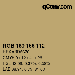 Farbcode: RGB 189 166 112 | qconv.com