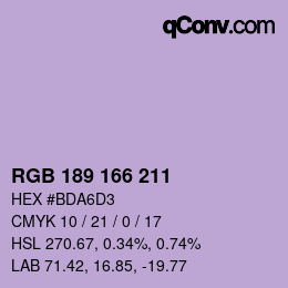 カラーコード: RGB 189 166 211 | qconv.com