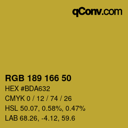 Color code: RGB 189 166 50 | qconv.com