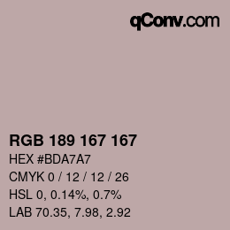 Color code: RGB 189 167 167 | qconv.com