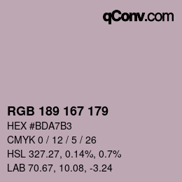 Color code: RGB 189 167 179 | qconv.com