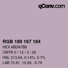 Color code: RGB 189 167 184 | qconv.com