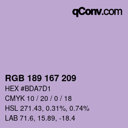 カラーコード: RGB 189 167 209 | qconv.com