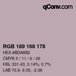 Color code: RGB 189 168 178 | qconv.com