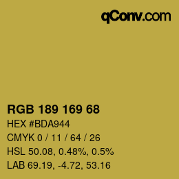 カラーコード: RGB 189 169 68 | qconv.com