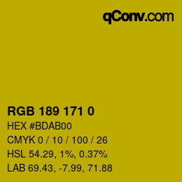 カラーコード: RGB 189 171 0 | qconv.com