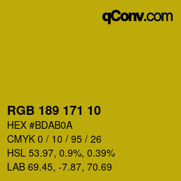 カラーコード: RGB 189 171 10 | qconv.com
