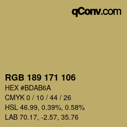 カラーコード: RGB 189 171 106 | qconv.com