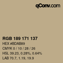 Farbcode: RGB 189 171 137 | qconv.com
