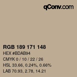 Farbcode: RGB 189 171 148 | qconv.com