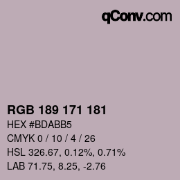 カラーコード: RGB 189 171 181 | qconv.com