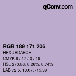 カラーコード: RGB 189 171 206 | qconv.com