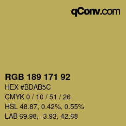 颜色代码: RGB 189 171 92 | qconv.com