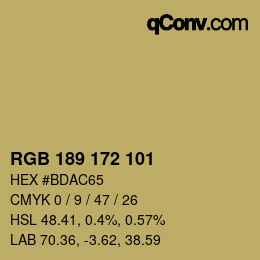 カラーコード: RGB 189 172 101 | qconv.com