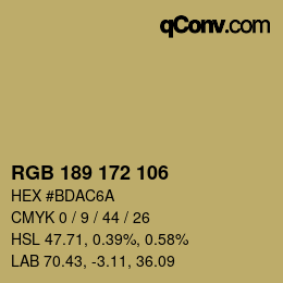 カラーコード: RGB 189 172 106 | qconv.com