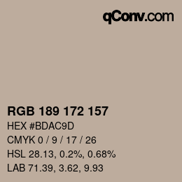 Code couleur: RGB 189 172 157 | qconv.com