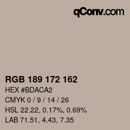 カラーコード: RGB 189 172 162 | qconv.com