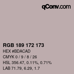 カラーコード: RGB 189 172 173 | qconv.com