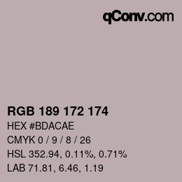 カラーコード: RGB 189 172 174 | qconv.com