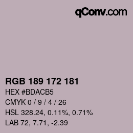 カラーコード: RGB 189 172 181 | qconv.com