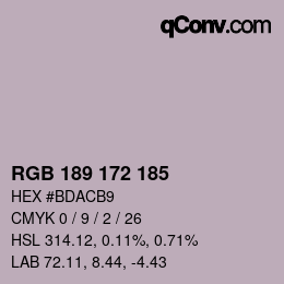 颜色代码: RGB 189 172 185 | qconv.com