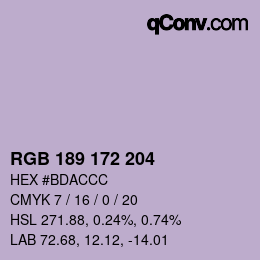 Color code: RGB 189 172 204 | qconv.com