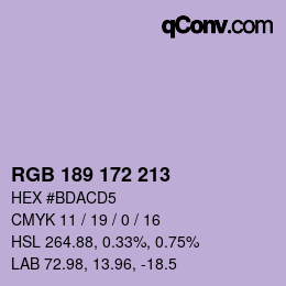 Código de color: RGB 189 172 213 | qconv.com