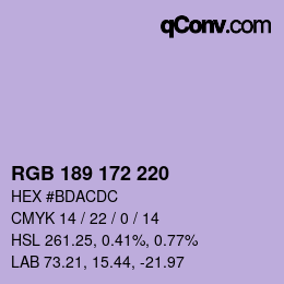カラーコード: RGB 189 172 220 | qconv.com