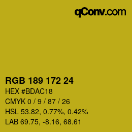 カラーコード: RGB 189 172 24 | qconv.com