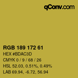颜色代码: RGB 189 172 61 | qconv.com