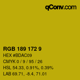 カラーコード: RGB 189 172 9 | qconv.com