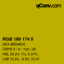 颜色代码: RGB 189 174 0 | qconv.com
