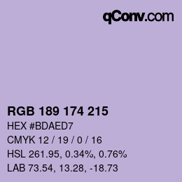Color code: RGB 189 174 215 | qconv.com