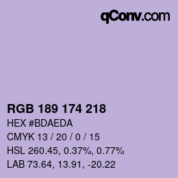 カラーコード: RGB 189 174 218 | qconv.com
