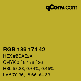 カラーコード: RGB 189 174 42 | qconv.com