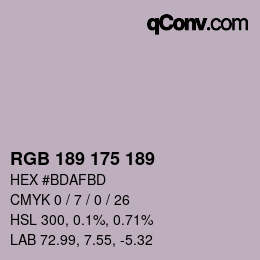 カラーコード: RGB 189 175 189 | qconv.com