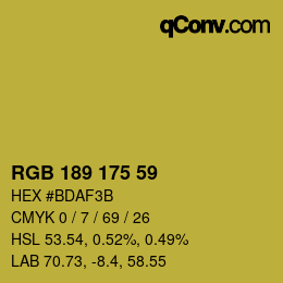 カラーコード: RGB 189 175 59 | qconv.com
