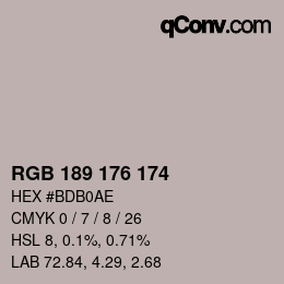Color code: RGB 189 176 174 | qconv.com