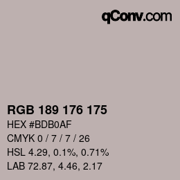 カラーコード: RGB 189 176 175 | qconv.com