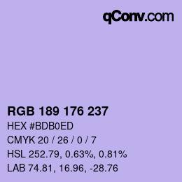 カラーコード: RGB 189 176 237 | qconv.com