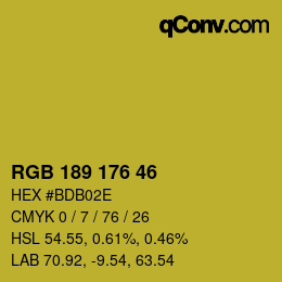 Código de color: RGB 189 176 46 | qconv.com