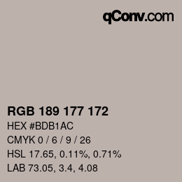 カラーコード: RGB 189 177 172 | qconv.com